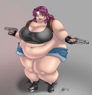 1girls bbw belly big_belly big_breasts black_lagoon breasts cleavage fat female guns lordaltros morbidly_obese obese overweight revy solo_female thick_thighs thighs // 1520x1568 // 163.3KB