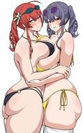 2females 2girls amano_don ass asymmetrical_docking aviator_sunglasses azur_lane bare_shoulders bikini bikini_bottom bikini_top black_bikini black_bikini_bottom black_bikini_top blush blushing_at_viewer breasts breasts_pressed_against_partner breasts_pressed_together butt_crack cleavage dondayo dondayo_ enormous_breasts eyewear_on_head goggles goggles_on_head hi_res high_resolution highleg highleg_bikini highres hug huge_ass huge_breasts legwear looking_at_viewer massive_breasts multi-strapped_bikini multi-strapped_bikini_bottom multi-strapped_swimsuit multiple_females multiple_girls multiple_straps o-ring o-ring_bikini o-ring_bottom official_alternate_costume plain_background pola_(azur_lane) pola_(seaside_coincidence)_(azur_lane) purple_hair purple_hair_female red_eyes red_eyes_female red_hair red_hair_female side-tie_bikini side-tie_bikini_bottom side_ponytail simple_background skindentation smile smiling_at_viewer standing sunglasses sunglasses_on_head swimsuit thighhighs tinted_eyewear twintails voluptuous white_background white_legwear yellow_bikini yellow_bikini_bottom yellow_bikini_top yellow_eyes yellow_eyes_female yuri zara_(azur_lane) zara_(poolside_coincidence)_(azur_lane) // 880x1400 // 160.7KB
