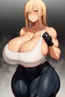 1girls ai_generated blonde_hair blue_eyes curvaceous curvy embarrassed fit fit_female gloves holaraai huge_ass huge_breasts muscular muscular_arms muscular_female muscular_legs original original_character steaming_body sweat sweaty sweaty_body sweaty_breasts tight_clothing undersized_clothes valentxne // 1228x1842 // 158.8KB