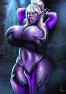 1girl breasts dark_elf earrings elf female high_resolution huge_breasts jewelry large_breasts large_filesize lasgaclaven loincloth long_hair manaworld nose_piercing piercing ponytail purple_skin shadow_elf syx tied_hair very_high_resolution voluptuous white_hair // 1200x1710 // 198.7KB