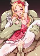1boy 1girl :d Pantyhose blonde_hair blush bow breast_grab breasts clothed_female_nude_male cum cum_in_pussy drill_hair elbow_gloves eromanga_sensei gloves grabbing hair_bow hairband harigane_shinshi heart heart-shaped_pupils hetero highres long_hair looking_at_viewer nipples nude open_mouth penis pink_eyes pointy_ears red_bow red_hairband reverse_suspended_congress sex sketch small_breasts smile solo_focus symbol-shaped_pupils torn_clothes torn_pantyhose twin_drills v vaginal white_gloves white_legwear yamada_elf // 880x1232 // 204.6KB