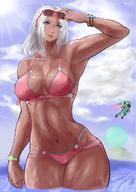 1girl bikini breasts curvy elma_(xenoblade_x) large_breasts toned uya_(yurukah) wet white_hair wide_hips xenoblade_chronicles_x // 880x1246 // 155.6KB